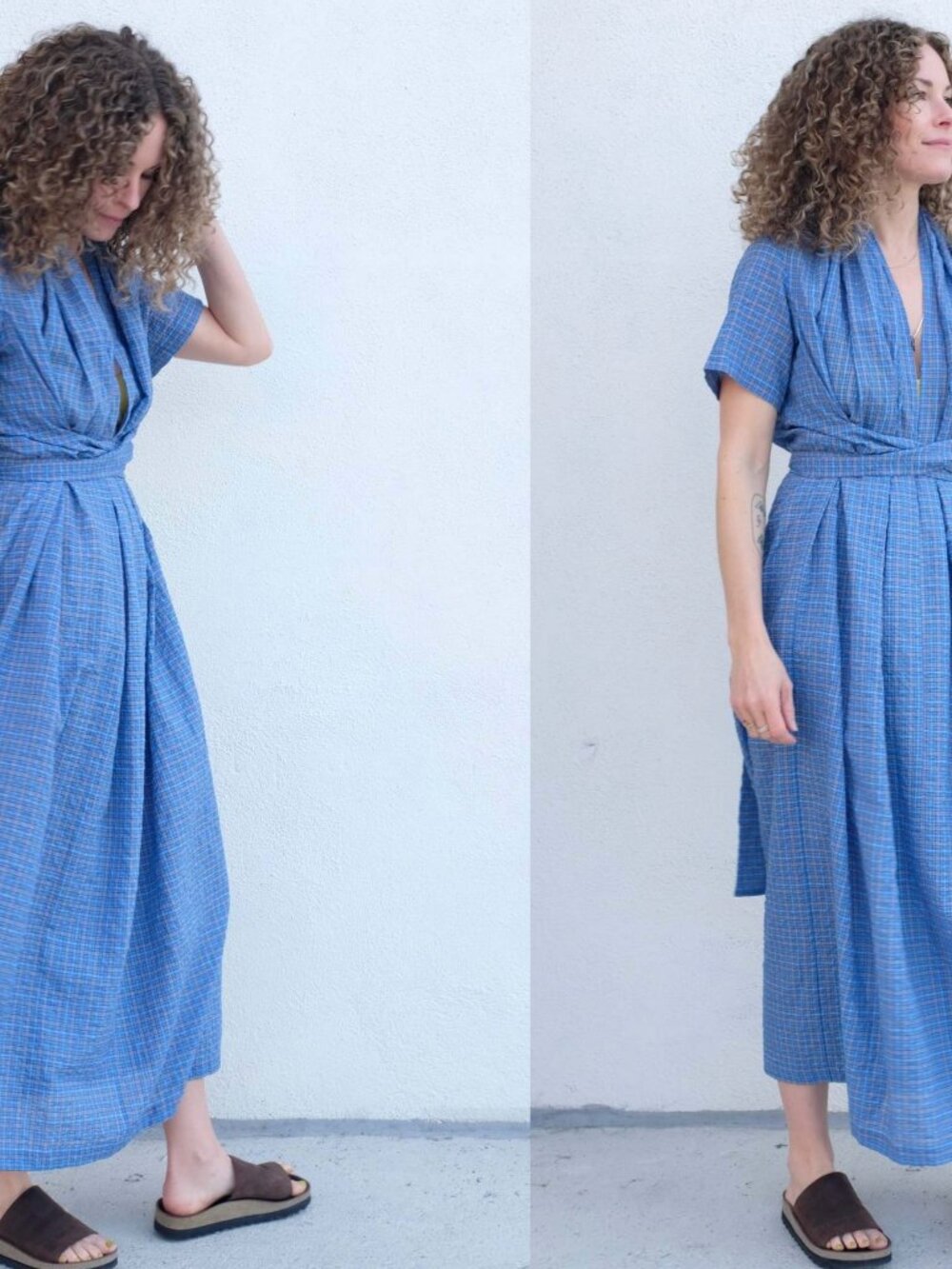 Caron Callahan Jocelyn Dress size small Blue Gauze plaid